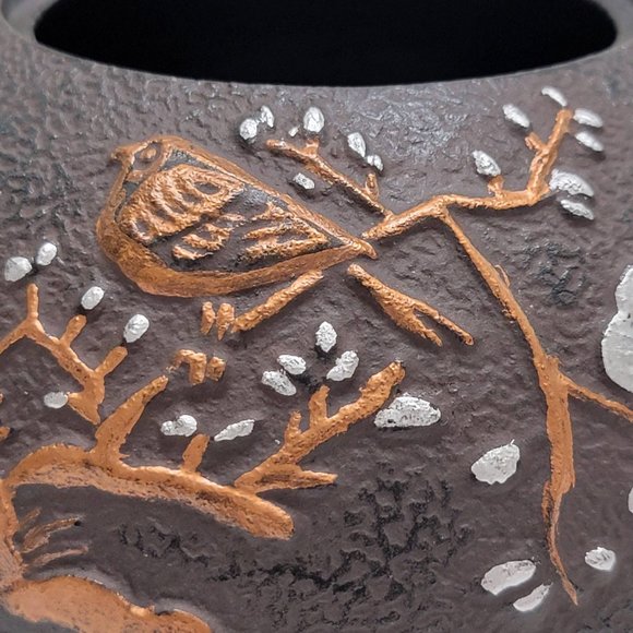 Japanese Cast Iron Kettle Teapot Tetsubin Plum and Bird Design No Lid or Infuser - Picture 2 of 6